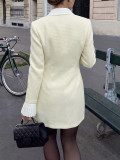 Women’s Fall & Winter Patchwork Lace Bell Sleeve Single Breasted Dress