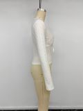 Women’s Fall & Winter Knitted Slim Fit Jacquard Tie Front V Neck Shirt