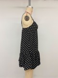 Women’s Summer Sleeveless Polka Dot Low Back Strap Mini Dress