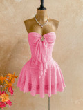 Women’s Fashion Lace Strapless Mini Dress