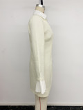 Women’s Fall & Winter Patchwork Lace Bell Sleeve Single Breasted Dress