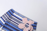 Women’s Fall Off Shoulder Striped Color Block Printed Top