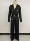 Women’s Fall & Winter Chic Elegant Career High Waist Belted Slit Jumpsuit