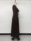 Women’s Fall & Winter Chic Square Neck Slim Waist Long Sleeve Dress
