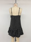Women’s Summer Sleeveless Polka Dot Low Back Strap Mini Dress