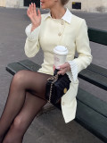 Women’s Fall & Winter Patchwork Lace Bell Sleeve Single Breasted Dress
