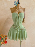 Women’s Fashion Lace Strapless Mini Dress