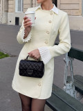 Women’s Fall & Winter Patchwork Lace Bell Sleeve Single Breasted Dress