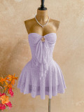 Women’s Fashion Lace Strapless Mini Dress
