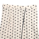 Women’s Fall & Winter V Neck Satin Shirt and Polka Dot Mermaid Skirt Set