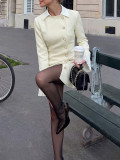 Women’s Fall & Winter Patchwork Lace Bell Sleeve Single Breasted Dress