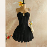 Women’s Fashion Lace Strapless Mini Dress