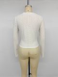 Women’s Fall & Winter Knitted Slim Fit Jacquard Tie Front V Neck Shirt