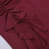 Women Summer Holidays Sexy Spaghetti Strap Ruffle Split Dress