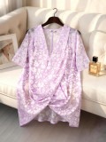 Plus Size Women Printed Top and Wide Leg Pants Two Piece Set