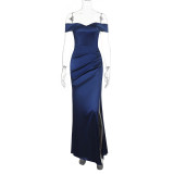 Women Off Shoulder French Split Evening Dress