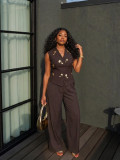 Women Summer Tank Top and Wide Leg Pants Two Piece Set