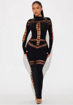 Women Spring Long Sleeve Hollow Sexy Bodycon Dress Women Spring Long Sleeve Hollow Sexy Bodycon Dress