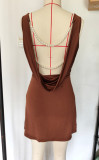 Women Sexy Backless Pearl Dress