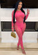 Women Autumn Solid Round Neck Long Sleeve Hollow See-Through Sexy Knit Jumpsuit