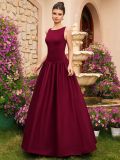 Women Solid Sleeveless Round Neck French Hollow Lace-Up Formal Party Evening Dress