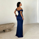 Women Off Shoulder French Split Evening Dress