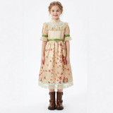 Halloween Kids Little Red Riding Hood Cosplay Floral Cape Two-Piece Stage Costume
