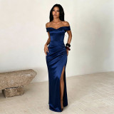 Women Off Shoulder French Split Evening Dress