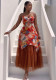 Women Holidays Tie Dye Print Mesh Strap Dress