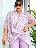 Plus Size Women Printed Top and Wide Leg Pants Two Piece Set