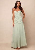 Women Ruched Floral Strapless Cami Holidays Dress Women Ruched Floral Strapless Cami Holidays Dress