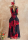 Women Summer V Neck Halter Neck Print Backless Dress