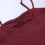Women Summer Holidays Sexy Spaghetti Strap Ruffle Split Dress