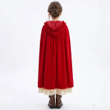 Halloween Kids Little Red Riding Hood Cosplay Floral Cape Two-Piece Stage Costume