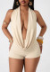 Women Summer Halter Neck Cowl Neck Backless Tie Strap Jumpsuit