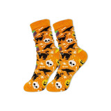 Unisex Fall Winter Plus Size Halloween Skull Claw Jacquard Mid-Calf Socks