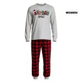 Women’s Christmas Letter Print Long Sleeve Plaid Family Pajama Set