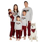 Women’s Christmas Letter Print Long Sleeve Plaid Family Pajama Set