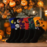 Unisex Plus Size Halloween Skull Pumpkin Bat Cartoon Print Socks