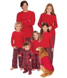 Women’s Christmas Letter Print Long Sleeve Plaid Family Pajama Set