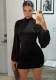 Women’s Solid Color Mock Neck Long Sleeve Slim Fit Sexy Bodycon Mini Dress