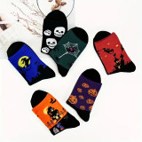 Unisex Plus Size Halloween Skull Pumpkin Bat Cartoon Print Socks