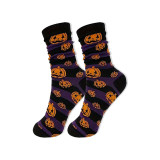 Unisex Fall Winter Plus Size Halloween Skull Claw Jacquard Mid-Calf Socks