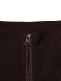 Women’s Spring Fall Casual Contrast Zip-Up JJacket Shorts Two-Piece Sports Set