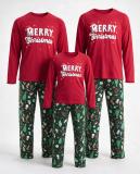 Women’s Christmas Letter Print Long Sleeve Plaid Family Pajama Set