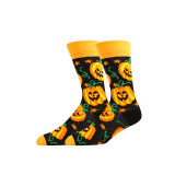 Unisex Fall Winter Plus Size Halloween Skull Claw Jacquard Mid-Calf Socks