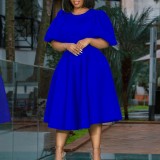 Women’s Chic Round Neck Puff Sleeve Slim Fit Dress