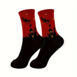 Unisex Plus Size Halloween Skull Pumpkin Bat Cartoon Print Socks