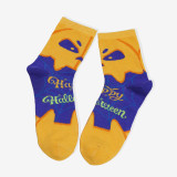 Unisex Fall Winter Plus Size Halloween Skull Claw Jacquard Mid-Calf Socks