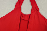 Women’s Spring Fall Casual Solid Color Round Neck Long Sleeve Loose Pleated A-Line Dress